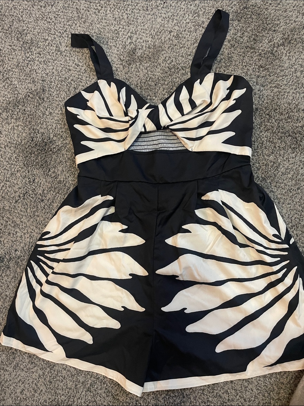 Shein Black & Cream Printed Romper